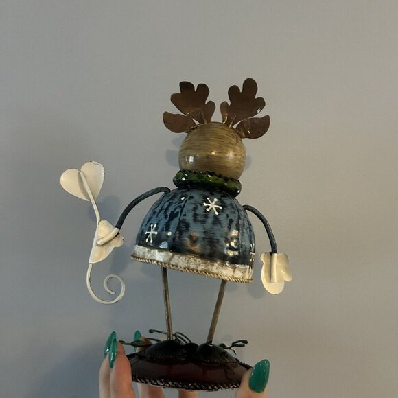 2 Metal Christmas Holiday Bear Reindeer Blue Red Bouncing Spring Figurine - Picture 10 of 13